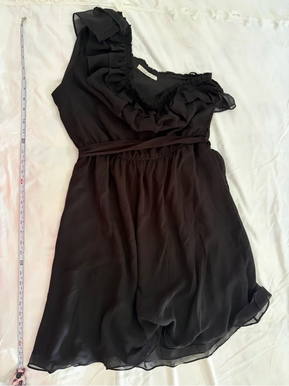 hazel One-Shoulder Black Ruffle Dress - Picture 4 of 4